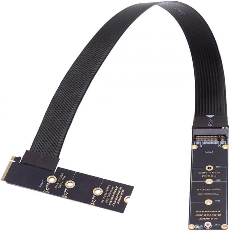CY Adapter NGFF M-Key NVME Male to Female Extension PCI Express Cable 30cm Right Angled Type 90 Degree PCI-E 4.0 for Mainboard SSD 2230/2242/2260/2280 - Image 1